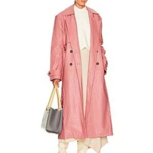 Free People Morrison Trench Long Coat Vegan Leather Front Button Closure…